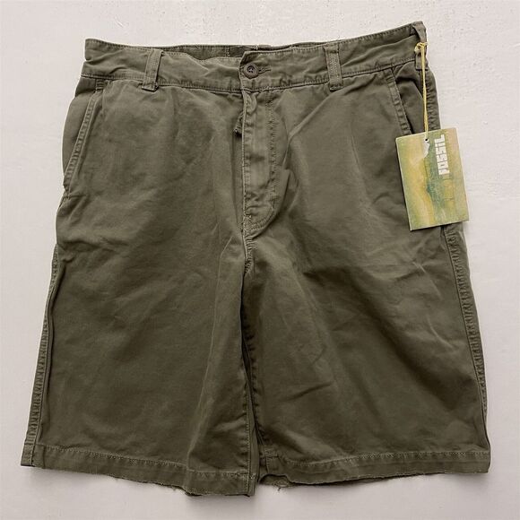 NWT Deadstock Fossil 32 x 10" Olive Broken-In Drawstring Flap Pocket Shorts‎ - Picture 1 of 8